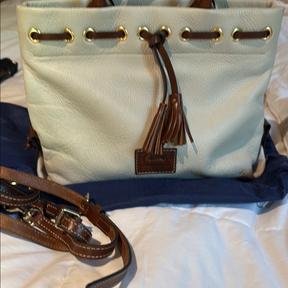 Dooney & Bourke Pebble Grain Tassle Tote with duster bag and strap